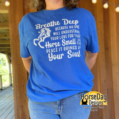 breathe deep blue horse t shirt, inspirational horse, horse quote t shirt