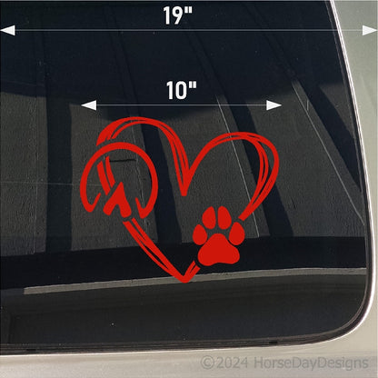 hoof and paw print heart sticker