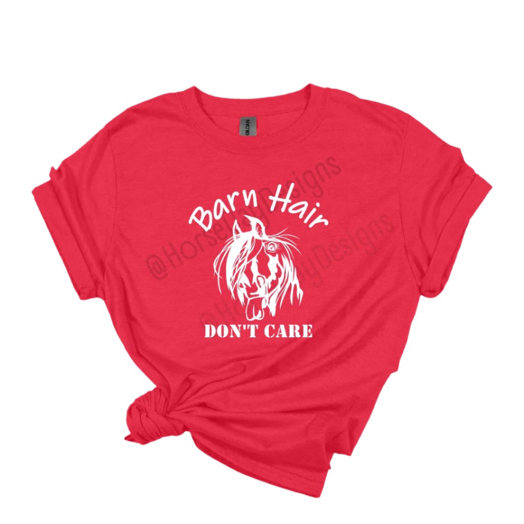 Horse girl t shirt funny horse shirt cute barn hair don't care horse shirt in red