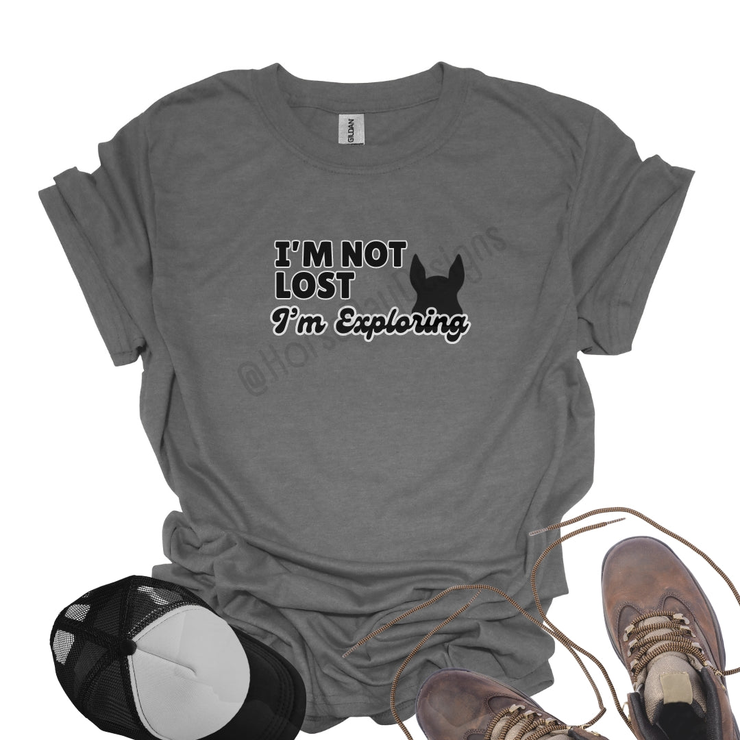 Heather grey i'm not lost between the ears horse shirt
