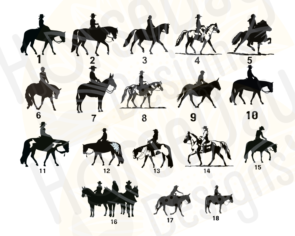 personalized horse sticker, choose a riding style for a vinyl horse sticker