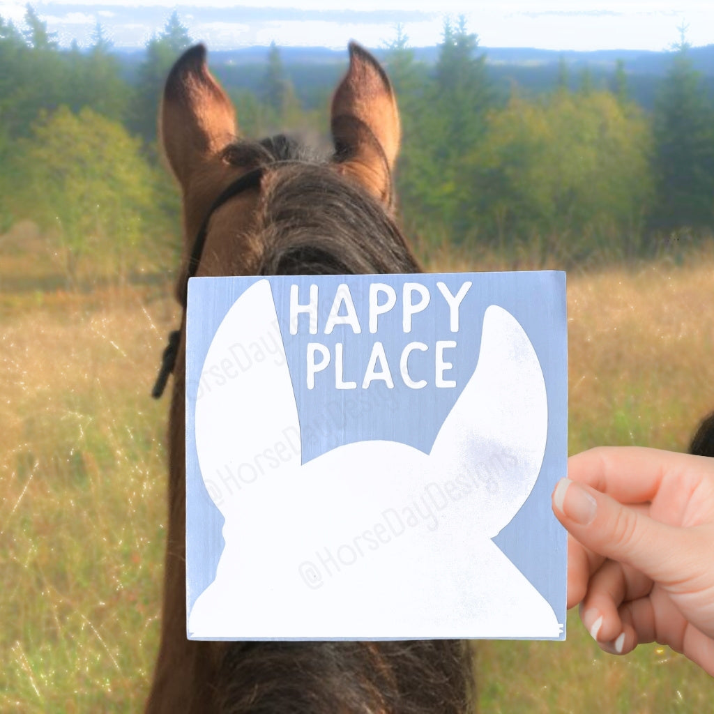 between the ears horse sticker view through the ears horse decal phrase happy place