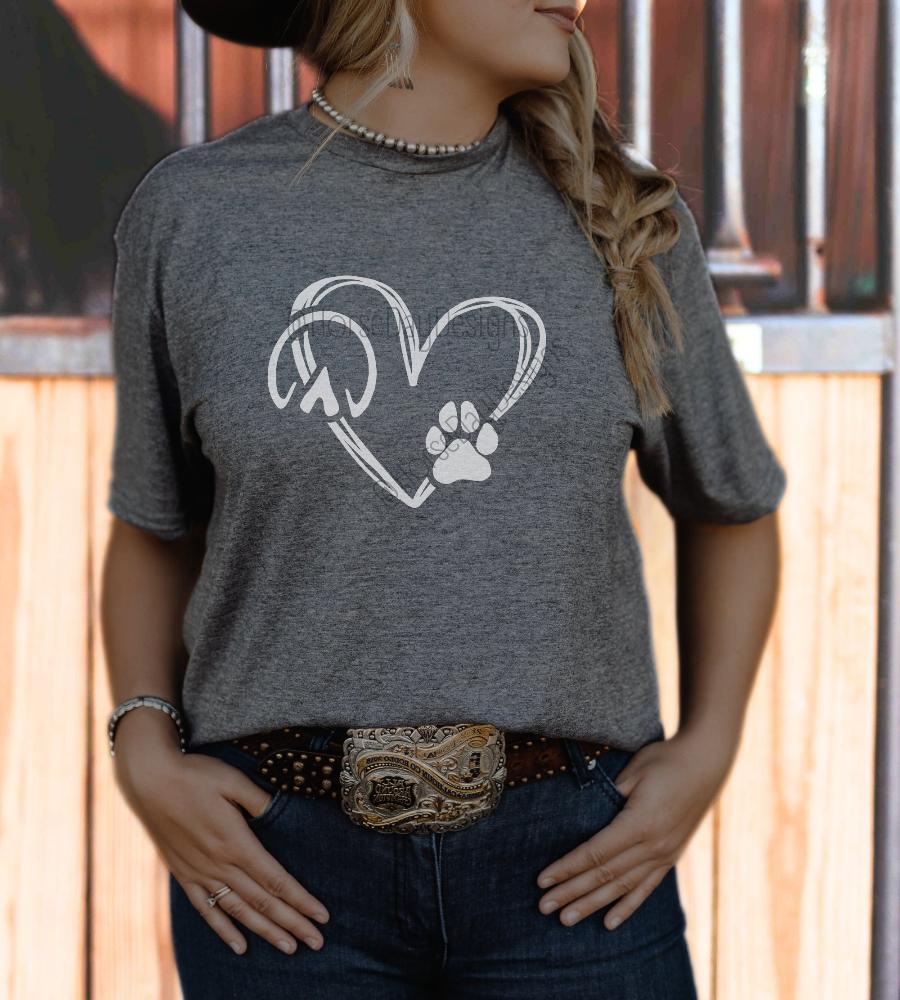 Dark grey hoof and paw print t shirt