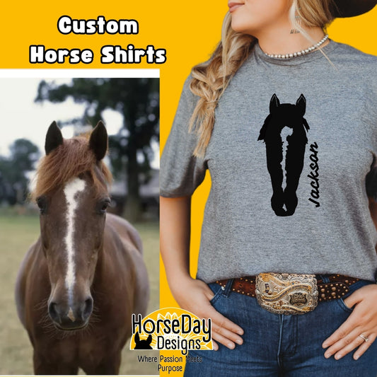 Horse Face Marking T-shirt Custom Horse Head Outline Shirt