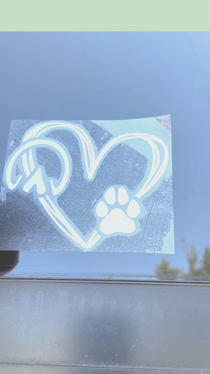 Hoofprint Paw print horse sticker heart horse and dog sticker decal