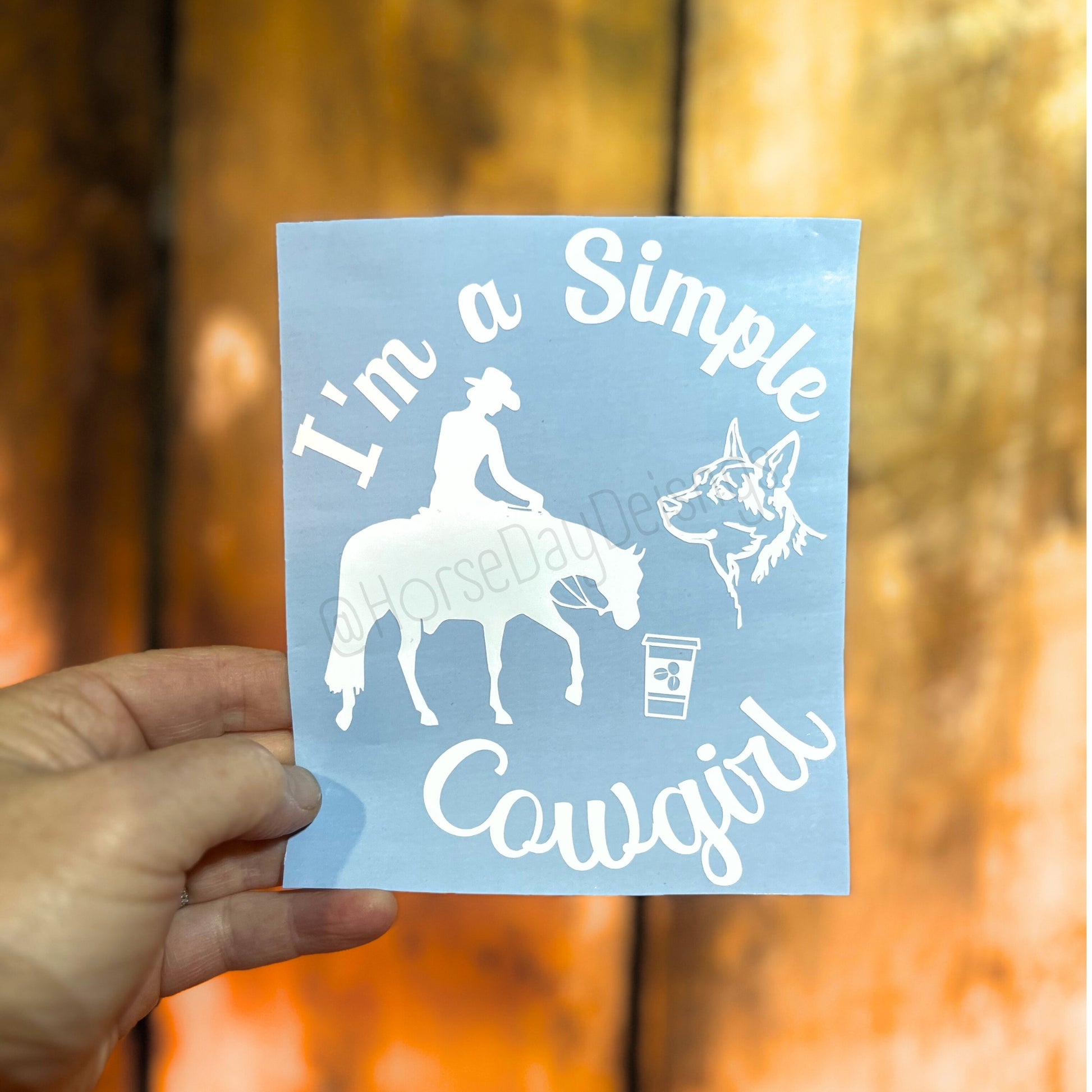 simple cowgirl vinyl horse sticker